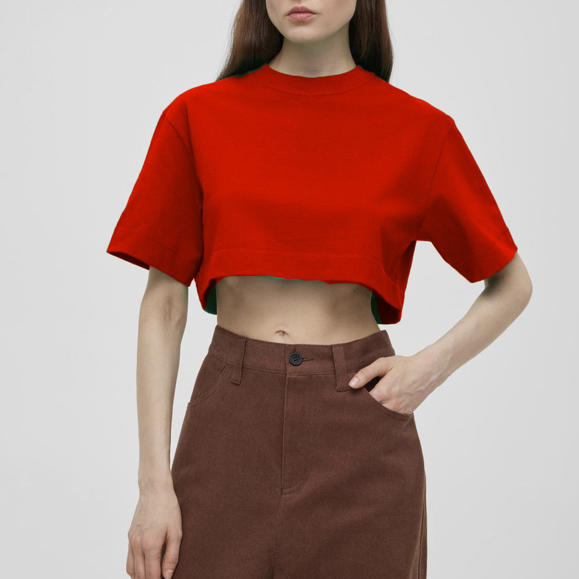 Womens Short Sleeve T Shirt Solid Color Y2K Style Cotton Fabric Casual Spring Summer Wear Wholesale Available