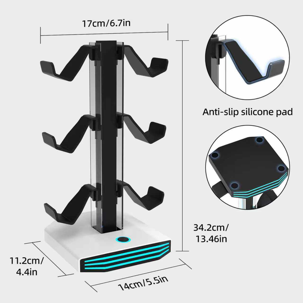 Cross-Border New Product Headphone Handle Storage Bracket USB Docking Station Table Setup Artifact E-Sports Atmosphere Layout Acrylic