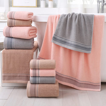 Thickened Pure Cotton Towel Comfortable Breathable Strong Absorbent Household Bath Towel Bath suit Plain Color No Hair Lose Can Add Logo