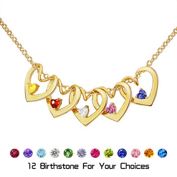 European and American New Style Heart-Shaped Diamond Necklace, Versatile Clavicle Chain, Light Luxury and High-End Feel, 12 Birthstone Design Jewelry