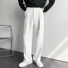 Spring and Autumn Korean Internet Celebrity Drapey Straight Suit Pants Men's Loose Korean Style Casual White Wide-Leg Pants Floor-Length Pants