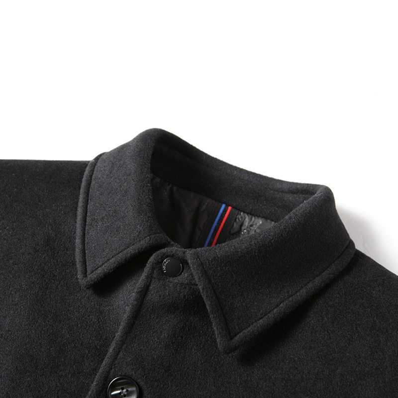Mens Wool Overcoat Mid Length Thick Warm Design Classic Style for Fall and Winter