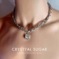 Diamond-encrusted rock sugar necklace