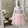 [in Stock] Girls' Chinese Style New Year Dress Winter Tang Suit Birthday Dress with Fleece Lining Puffy Skirt Princess Dress