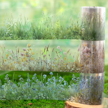Twilight Green Notes Series Pet Tape Small Grass Theme Handbook Decoration Material Recycling Stickers 6 Styles