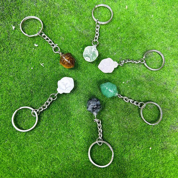 Cross-border hot sale natural crystal stone keychain nut shape carving pine nut pendant bag hanging accessories