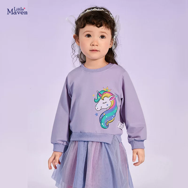 Girls' Dress Wholesale, Winter Fleece-Lined Princess Dress, Unicorn Mesh Thickened Dress