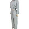 Hr25051 European and American Fashion Women's Elastic Buckle Waist Stripesd Half-Cardigan Sweatshirt Straight Sweatpants Two-Piece Set