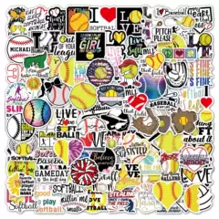 100pcs Softball Stickers Waterproof Decals for Skateboards, Guitars, Luggage - Stylish for Girls