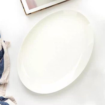 Shallow Fish Plate Pure White Hotel Household Cold Plate Hot Plate Steamed Fish Plate Oval 22-inch Large Plate Microwaveable