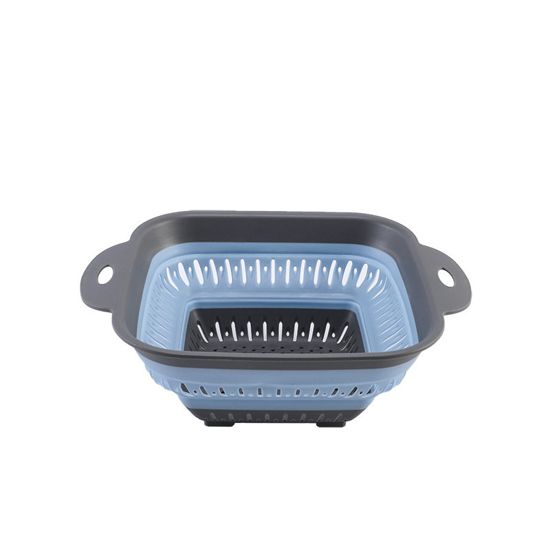 Cross-border Creative Square Folding Draining Basket Multi-functional Kitchen Silicone Draining Basket for Vegetables and Fruits