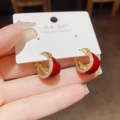 No.8 red-slightly inlaid oil ear buckle (thickened real gold plating))