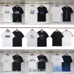 2025 Summer New European and American Style Men's Round Neck Short-Sleeve T-Shirt with Front and Back Letter Print, Trendy Loose Fit, Versatile