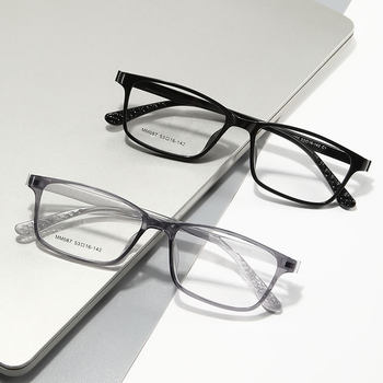 Ultra light tr90 glasses frame wholesale screwless transparent men's and women's myopia glasses frame elastic paint comfortable flat lens