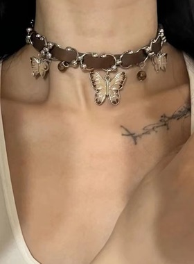 Coreland重工咖色蝴蝶锁骨甜酷链