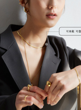 青岛925纯银项链意大利ins风扁蛇骨链女级感春夏锁骨链饰品