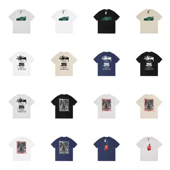 6 Stuxi STU2025 New T-shirt Men's and Women's Short sleeved T-shirt Doll Printed Summer T-shirt Loose 270g