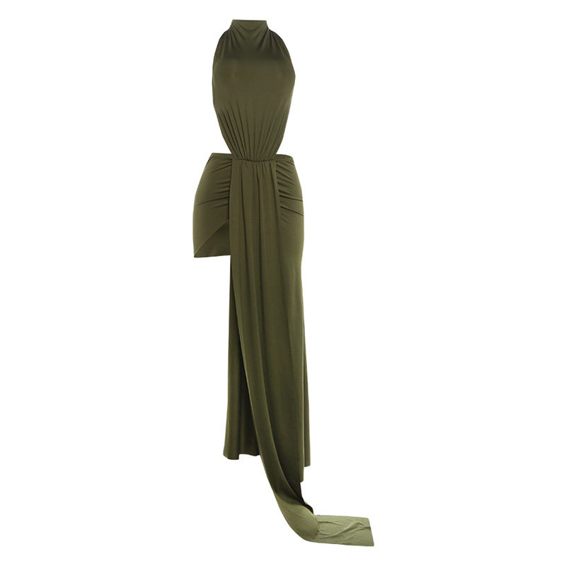 Spring Womens Dress Solid Color Ruffled Design Backless Bodycon Fit Casual or Party Wear Wholesale Available