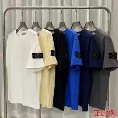 Cross-Border Ston Stone Badge High-Quality Classic Armband Solid Color Casual Pullover Unisex Short-Sleeve T-Shirt