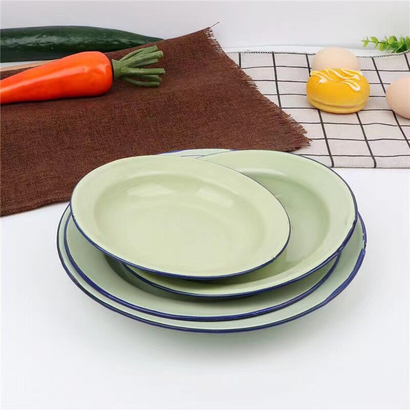 Old-Fashioned Enamel Plate, Nostalgic Quotations, Iron Dish, Round Snack Plate, Nostalgic Restaurant, Hot Pot Restaurant Plate