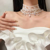 Sweet White Lace Wide Neck Strap Neck Chain Water Drop Tassel Simple Elegant All-match Collar Necklace Women's Necklace Accessories