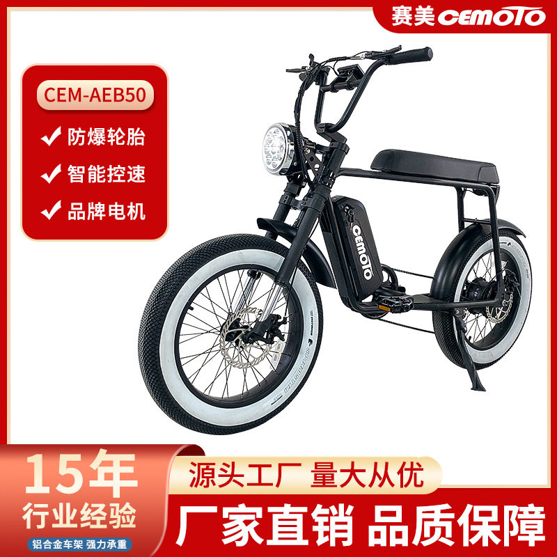 Cross-Border Foldable Electric Assist Bicycle Fat Tire Scooter 48V Lithium Battery Long Seat Electric Bicycle