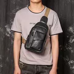 Dropshipping Cowhide Men's Chest Bag, Women's Small Shoulder Bag, Oil Leather Crossbody Bag, Men's Trendy Chest Bag