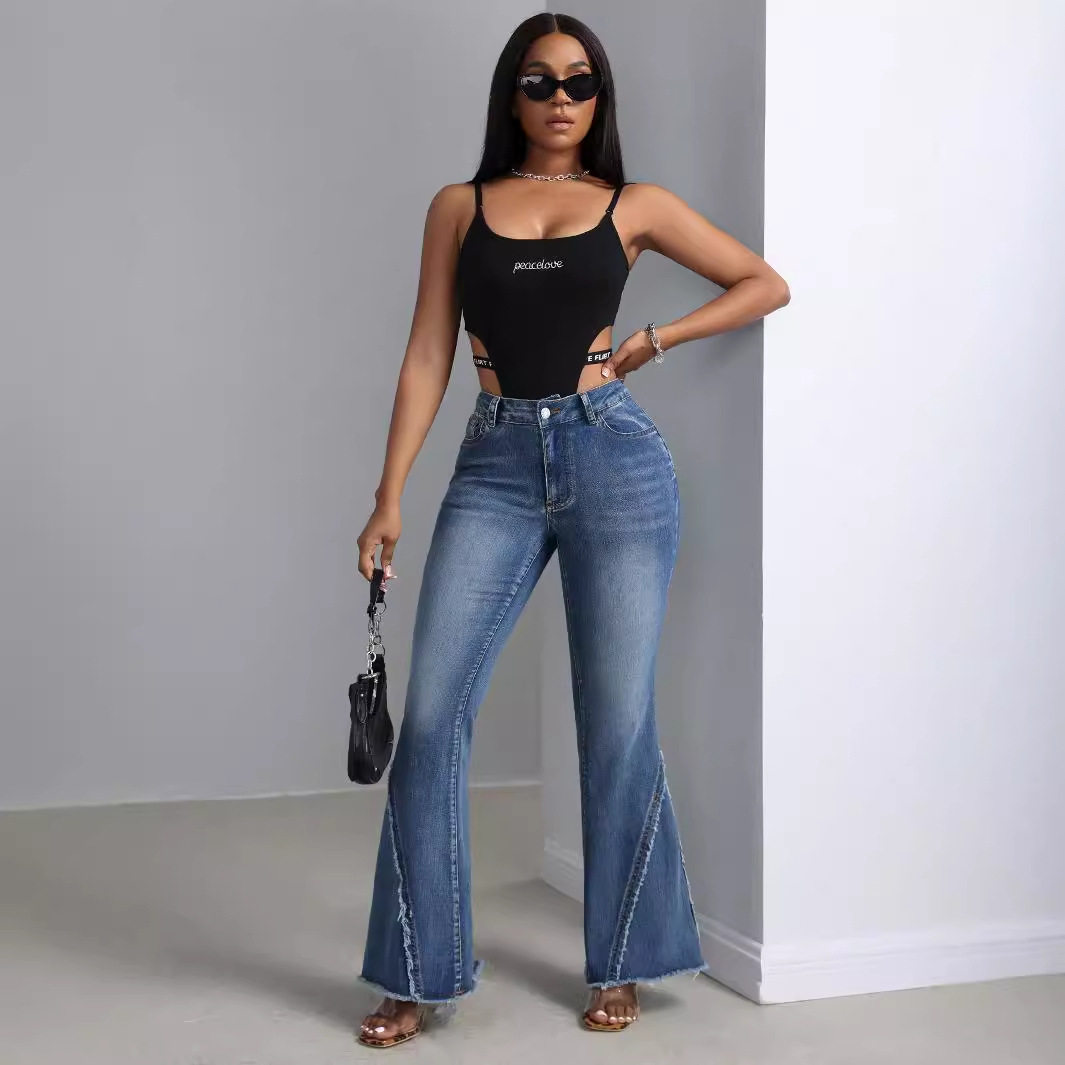 High Waisted Slim Fit Stretch Flare Jeans Versatile Design for Women Perfect for Casual Wear Wholesale Available
