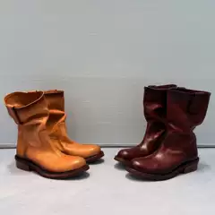 Cowhide Version~French-Style Yellow Work Boots, Women's Martin Boots, 2026 New Model, Chunky Heel Western Boots, Miu-Style Biker Ankle Boots