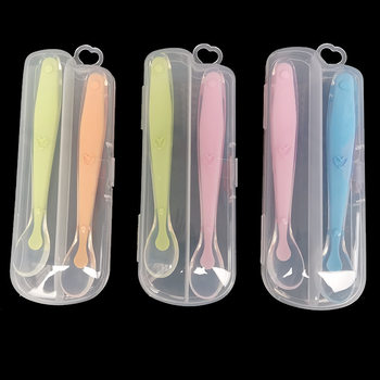 Baby Silicone Spoon Silicone Spoon Newborn Soft Head Spoon Baby Silicone Spoon Complementary Feeding Spoon with Storage Box