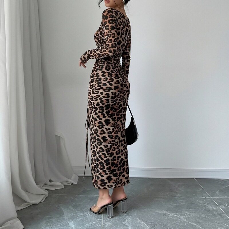 Womens Spring Dress Fashionable Sexy Leopard Print Slim Fit Perfect for Parties and Events Wholesale Available