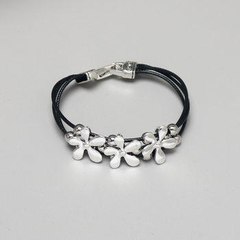 New trend Bohemian flower bracelet vintage alloy plating leather rope hair ring jewelry manufacturers wholesale