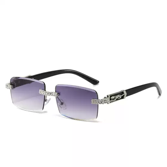 Personalized Diamond-Encrusted Sunglasses, Fashionable Diamond-Cut Square Glasses, Hip-Hop Street Style Sunglasses