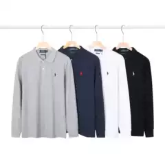 Men's Polo Shirt Long-Sleeved High-End Pony Casual Top Spring New Men's T-Shirt Thin Embroidered Style