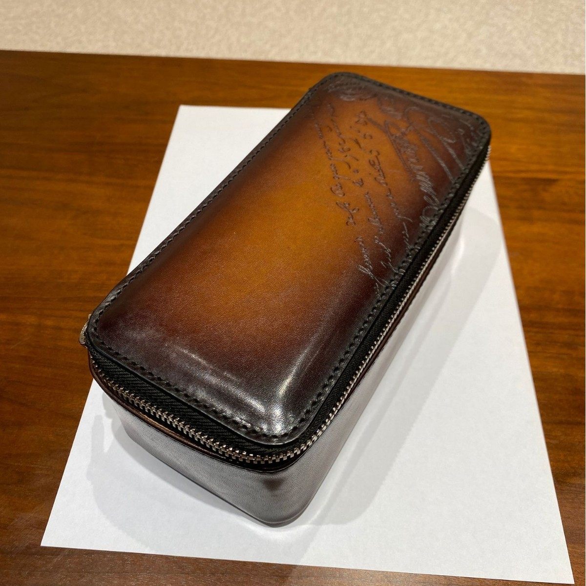 Imported Calfskin Watch Box, European and American Retro High-End 3-Piece Set, Handmade Color-Polished and Carved Genuine Leather Storage Box