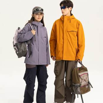 New style men's and women's three-in-one outdoor detachable windproof waterproof warm plus size mountaineering group buying overalls