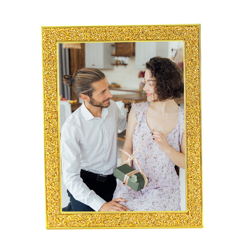 Rhinestone Metal Electroplated Photo Frame 710inch A4 Decorative Picture Frame Tabletop Wedding Photo Wall Hanging Living Room Decoration Sparkling Rhinestones