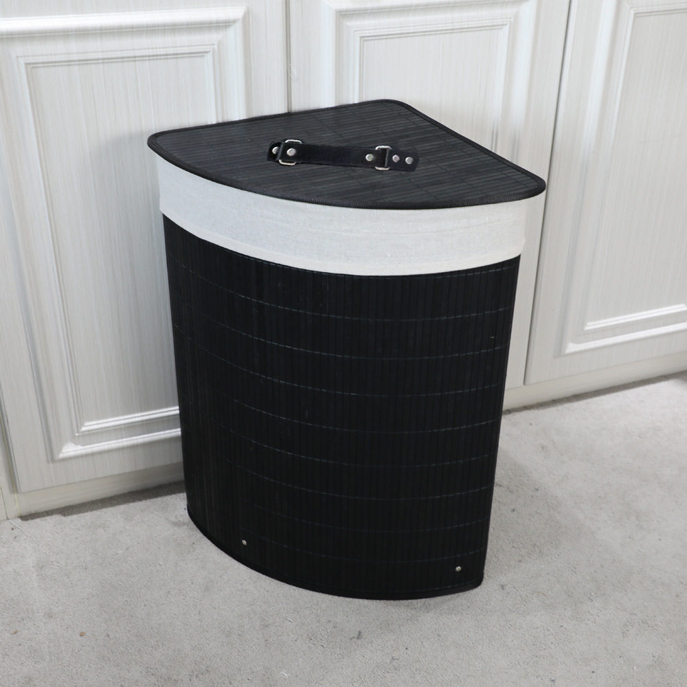 Cross-border triangle bamboo laundry basket laundry basket bamboo folding woven clothes storage bucket wholesale a generation of TEMU