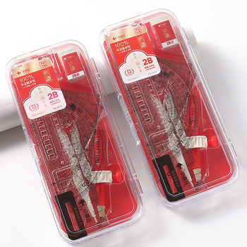 Xiaoyuer Student Stationery Set Seven-Piece Set 2B Clip Pencil Zero Metal Plastic Set Compass Exam Set