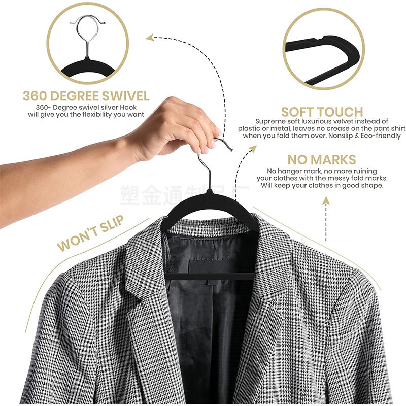 Cross-border Velvet Anti-slip Hanger Household Seamless Hanging Clothes Flocking Clothes Support Finisher Clothing Store Special Clothes Hanging