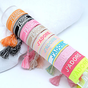 Color tassel embroidery fabric bracelet men and women ins couple bracelet adjustable bracelet ethnic style bracelet wholesale