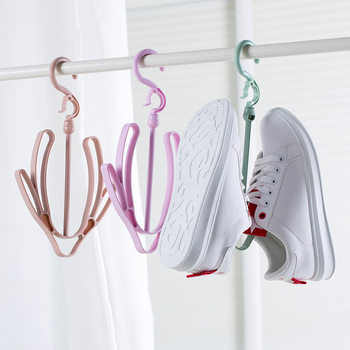 Windproof Double Hook Balcony Shoes Drying Rack Multi-functional Shoes Hanging Rack Shoes Drying Rack Hooks Shoes Drying Rack