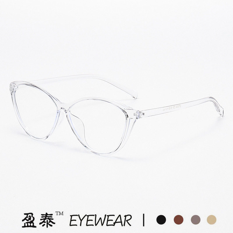 European and American Foreign trade TR90 ultra-light cat eye myopia glasses frame female ins plain retro anti-blue light plain glasses frame