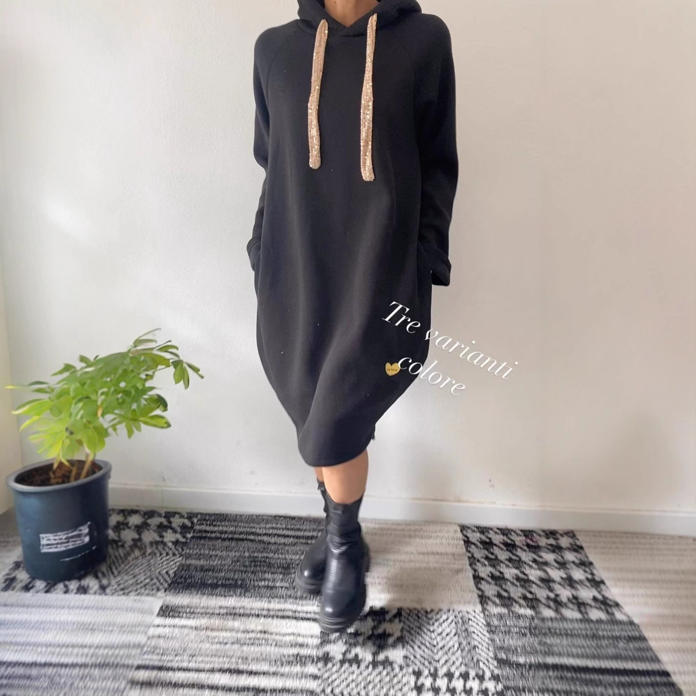Womens Oversized Solid Color Hoodie Dress Long Sleeve Casual Style Autumn Winter Wholesale Available