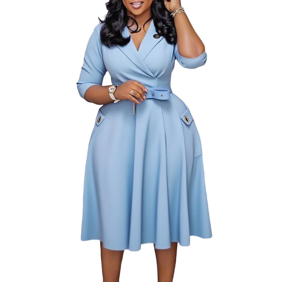 Elegant Plus Size African Dress High Waist Suit Collar Stylish Design Perfect for Formal Occasions Wholesale