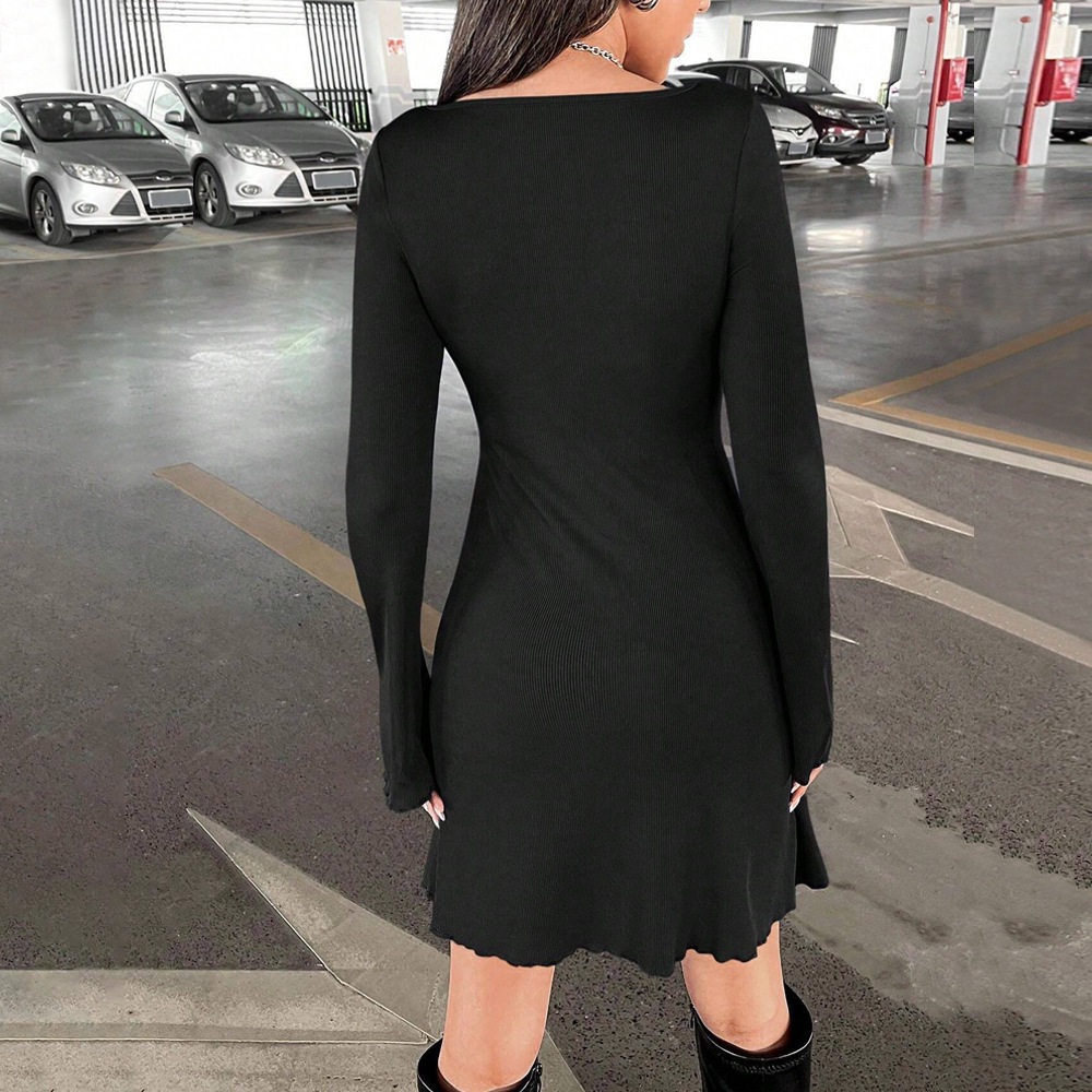 U Neck Bodycon Dress High Waist Slim Fit Short Length Spring Summer Casual Wear Wholesale Available