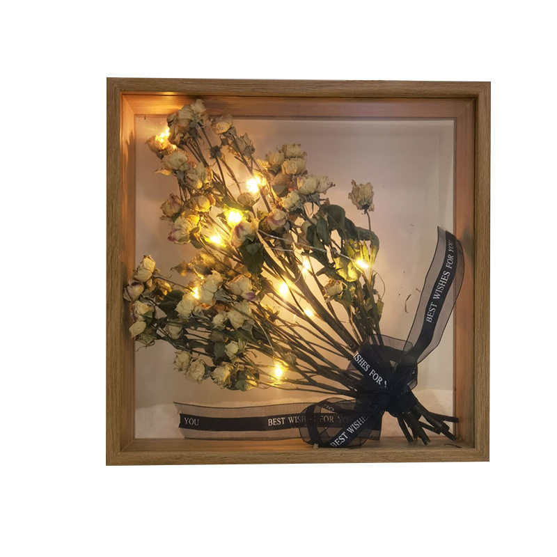 New hollow 4cm double transparent dried flower photo frame wooden creative specimen double-sided display frame