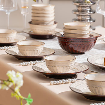 Single Bowl and Chopsticks Combination Dish Set, Household Bowls, Plates and Chopsticks, High-End Ceramic Tableware, Accessible Luxury, Moving to a New Home