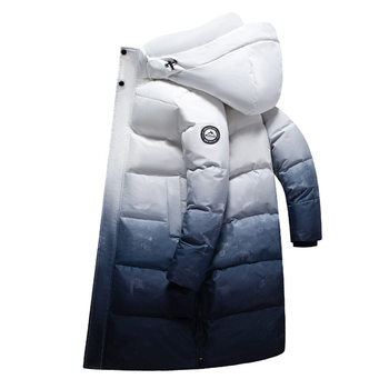 2024 long down jacket men's father winter white goose down knee warm padded plus size goose down jacket outside