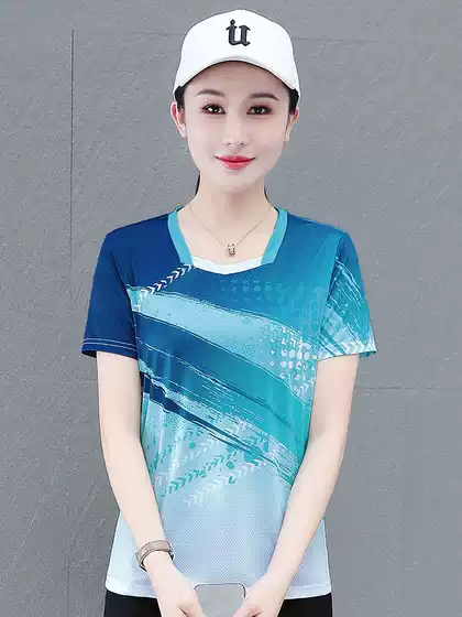 High-End Badminton Short-Sleeved T-Shirt Women's Training Competition Loose Ice Silk Quick-Drying Breathable Women's Sports Top T-Shirt